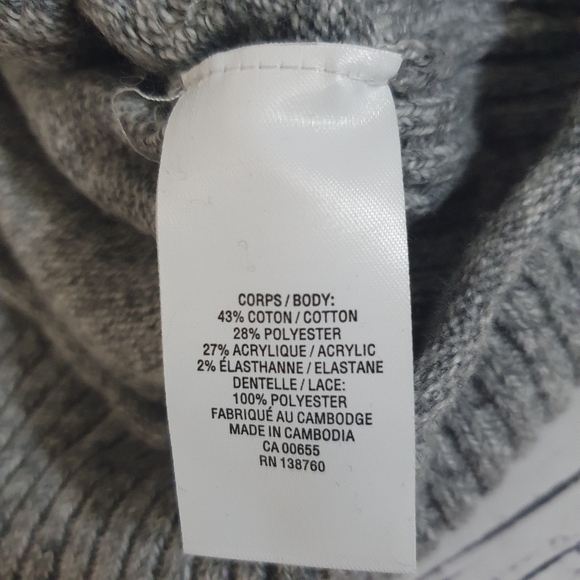 Reitmans Grey Mock Neck With lace details Oversized Sweater Size S - Picture 5 of 6